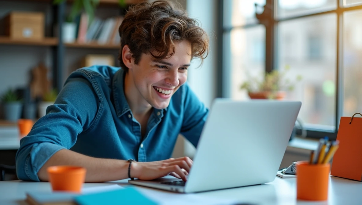 Iniciante animado construindo site sem código