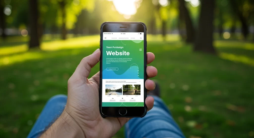 Site recém-publicado sendo visto em smartphone