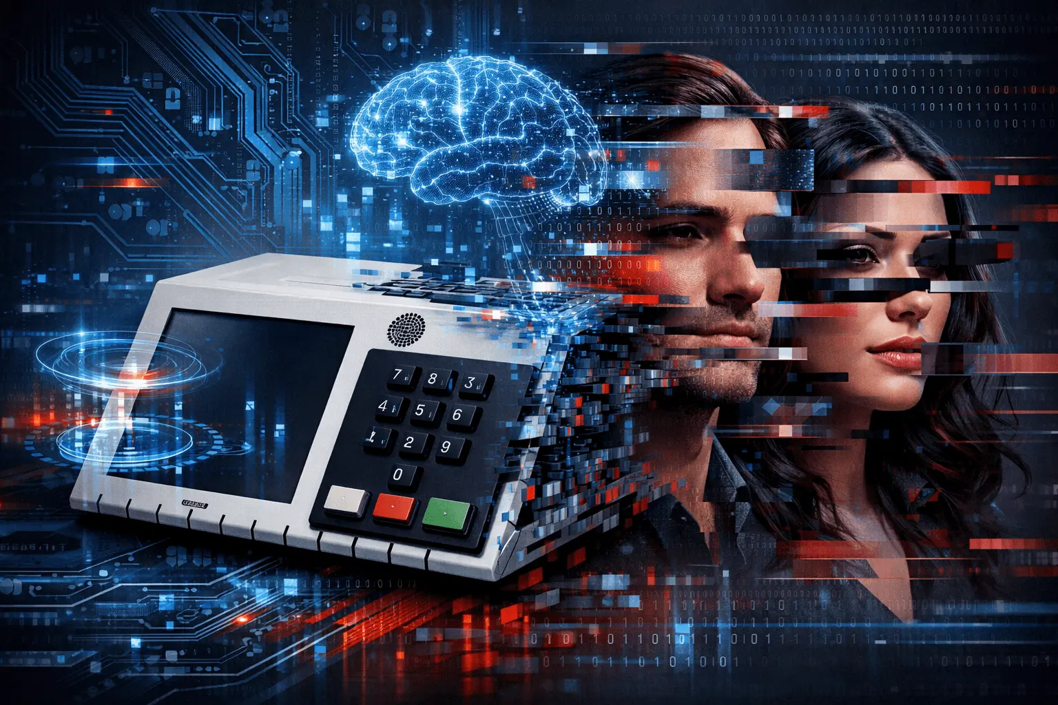 Ilustração mostrando como deepfakes são criados por inteligência artificial